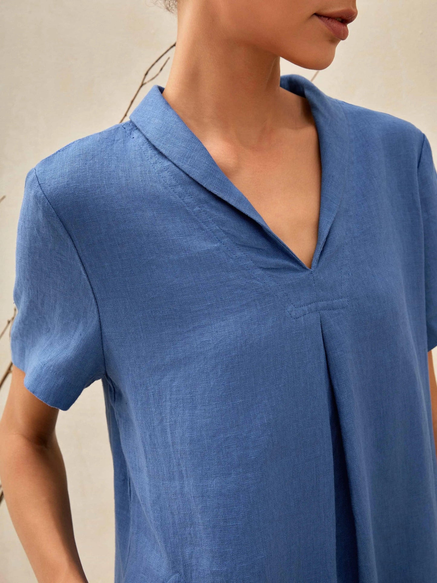 Cléo™ | Midi-Leinenkleid mit Schalkragen