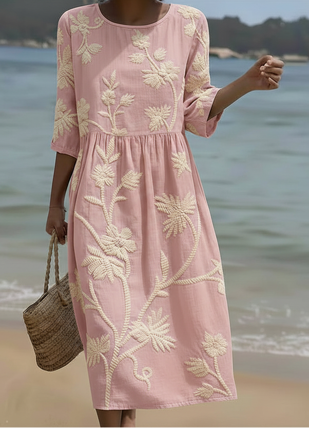 Evangeline™ | Robe midi à imprimé fleurs et plantes