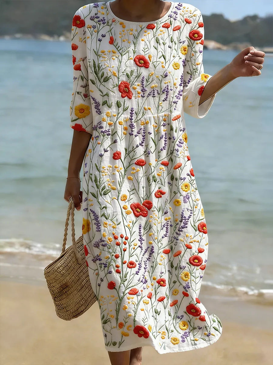 Philomena™ | Robe maxi col rond à imprimé floral
