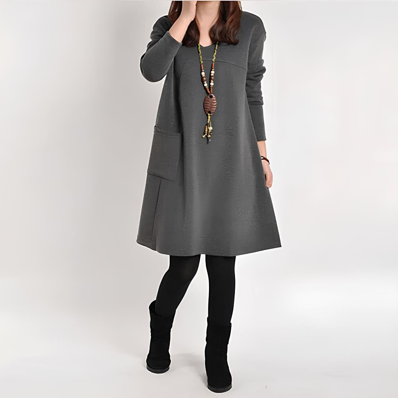 Marjolein™ | Langärmeliges Kleid mit Taschen