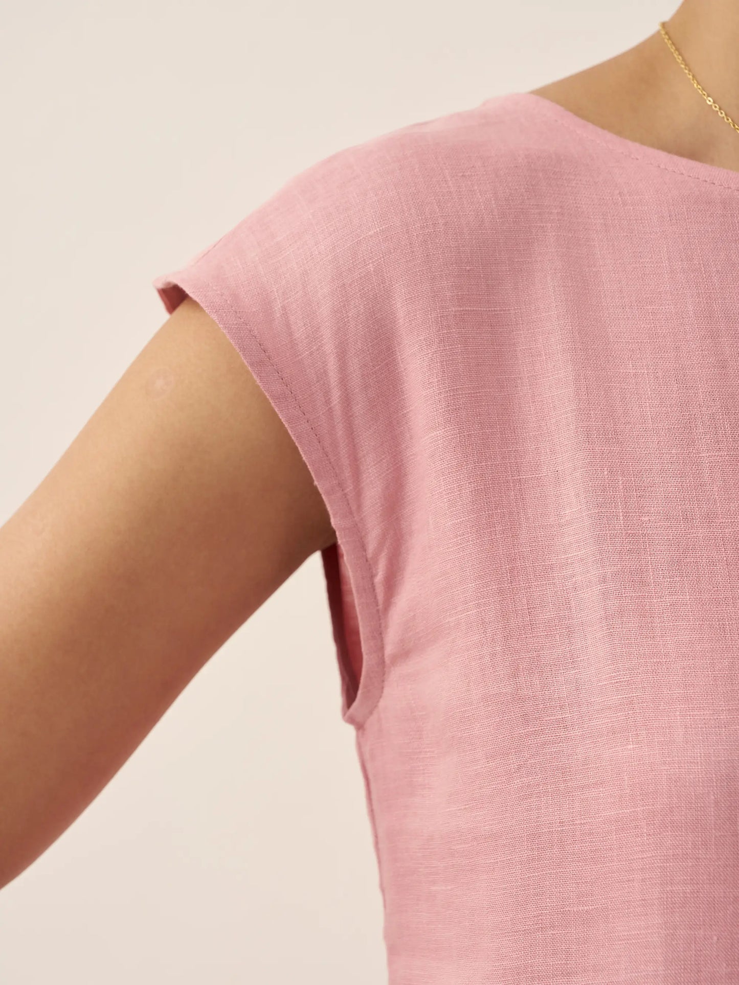 Jeanne™ | Kurzärmeliges, langes Leinenkleid