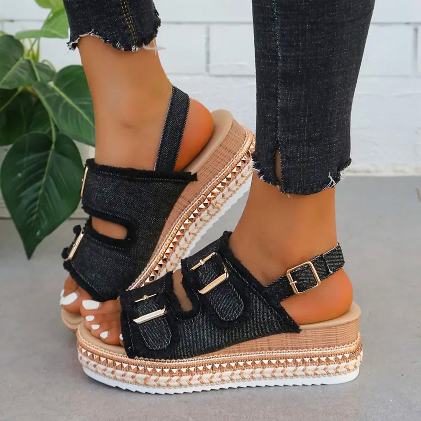 Maeve™ | Jeans-Keilsandaletten