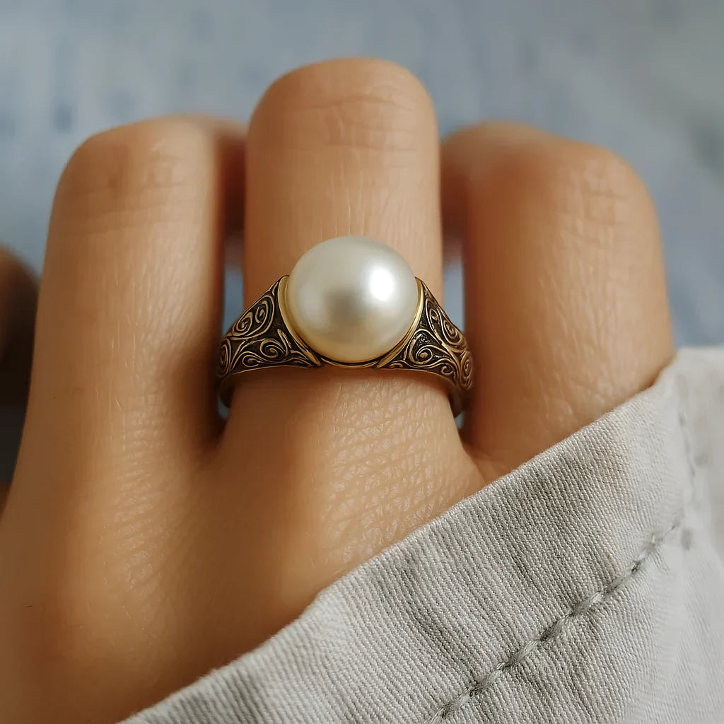 Kalista™ | Bague vintage dorée ornée de perles
