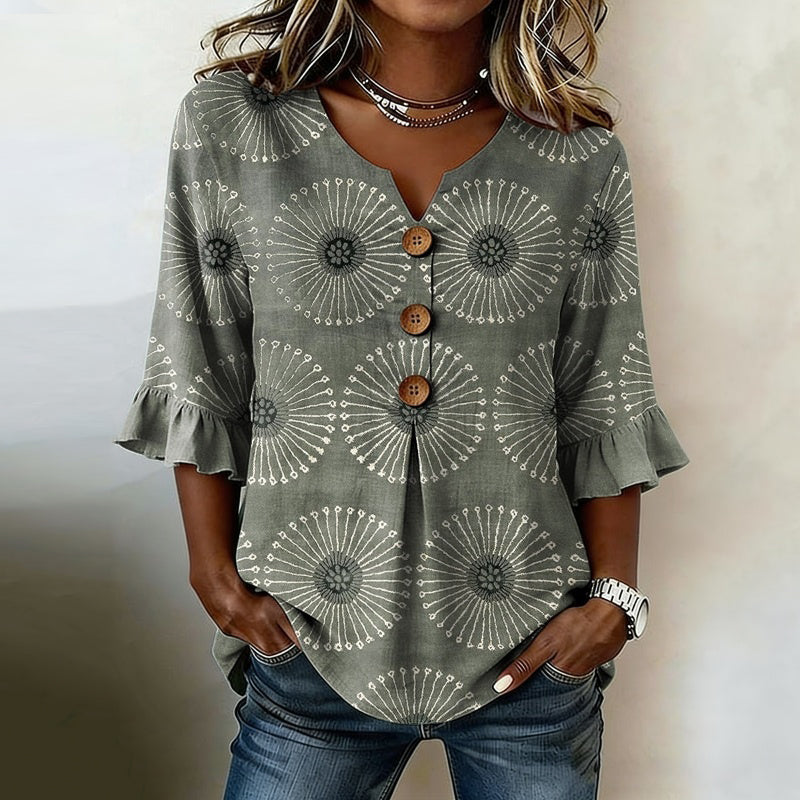Sylvie™ | Blouse vintage décontractée imprimée