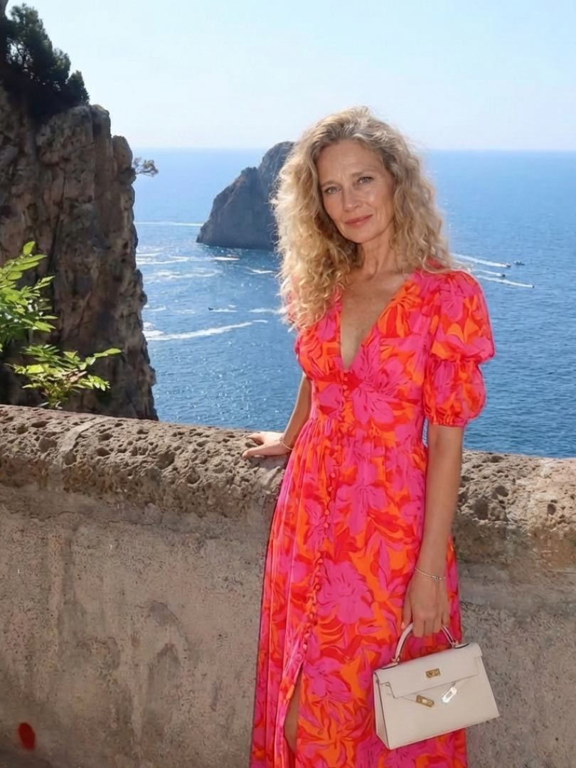 ANNALÉA™ | ROBE MIDI FLEURIE COL V
