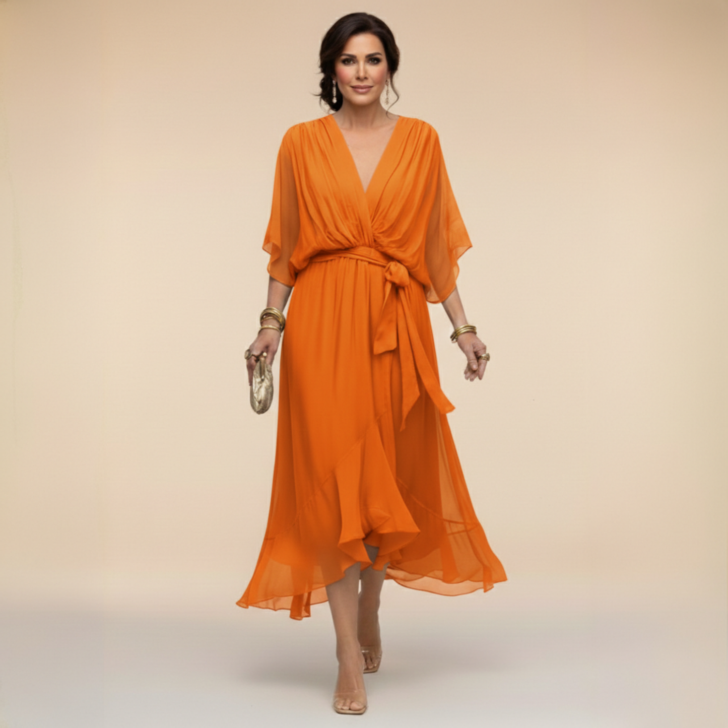 CHRISTA™ | ROBE EN CHIFFON COL V