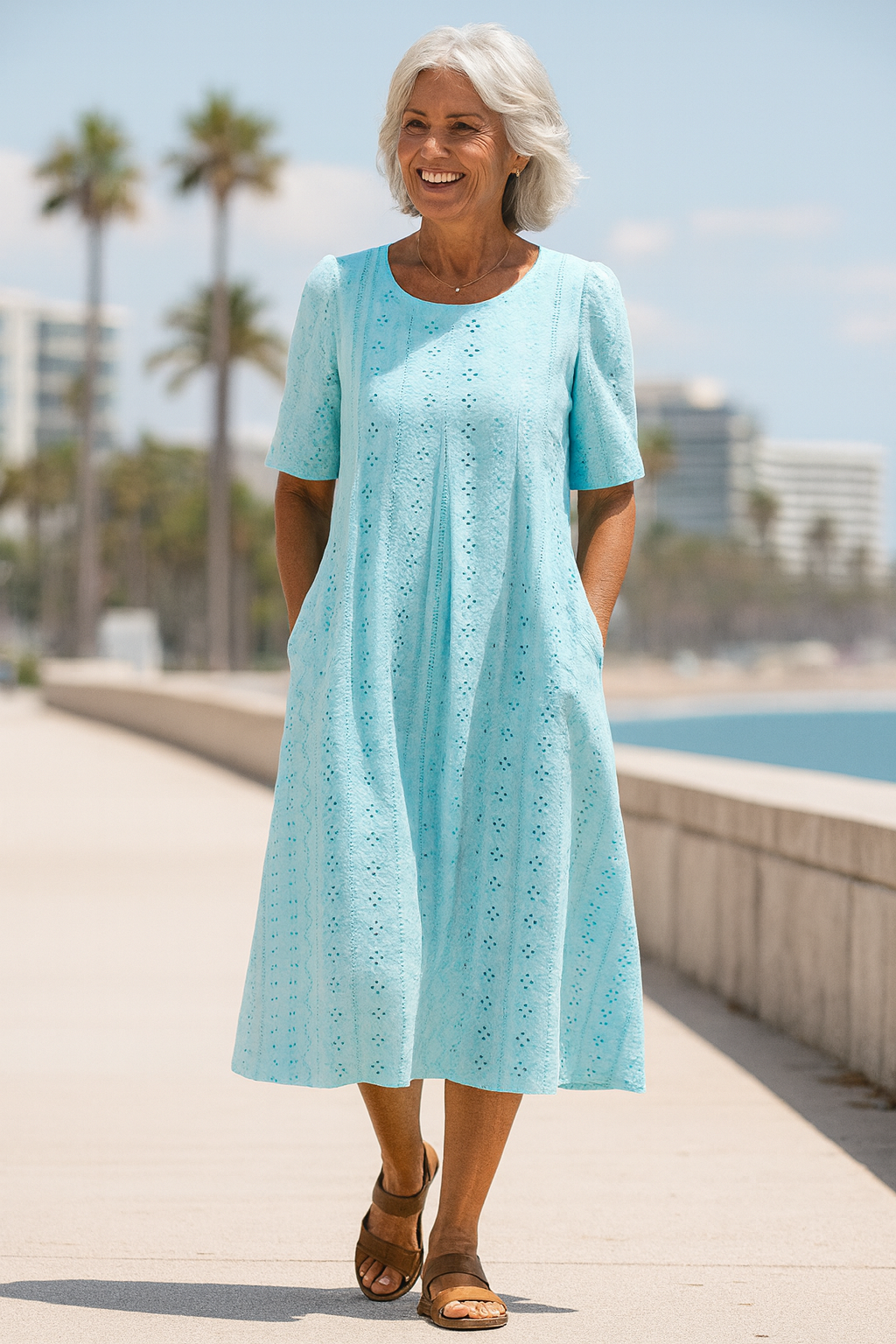 Jada™ | Midi-A-Linienkleid mit Blumenmuster und Taschen