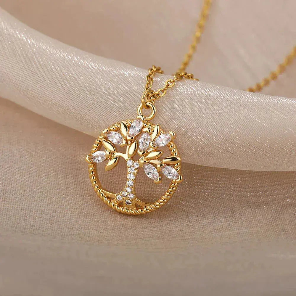 Alma™ | Collier arbre de vie doré avec zircon cubique