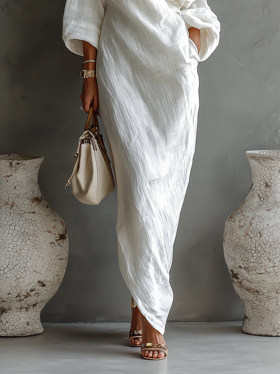 Thalassa™ | Elegantes, weißes Maxikleid mit One-Shoulder-Träger