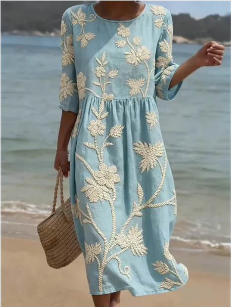 Sienna™ | Robe midi à imprimé fleurs et plantes