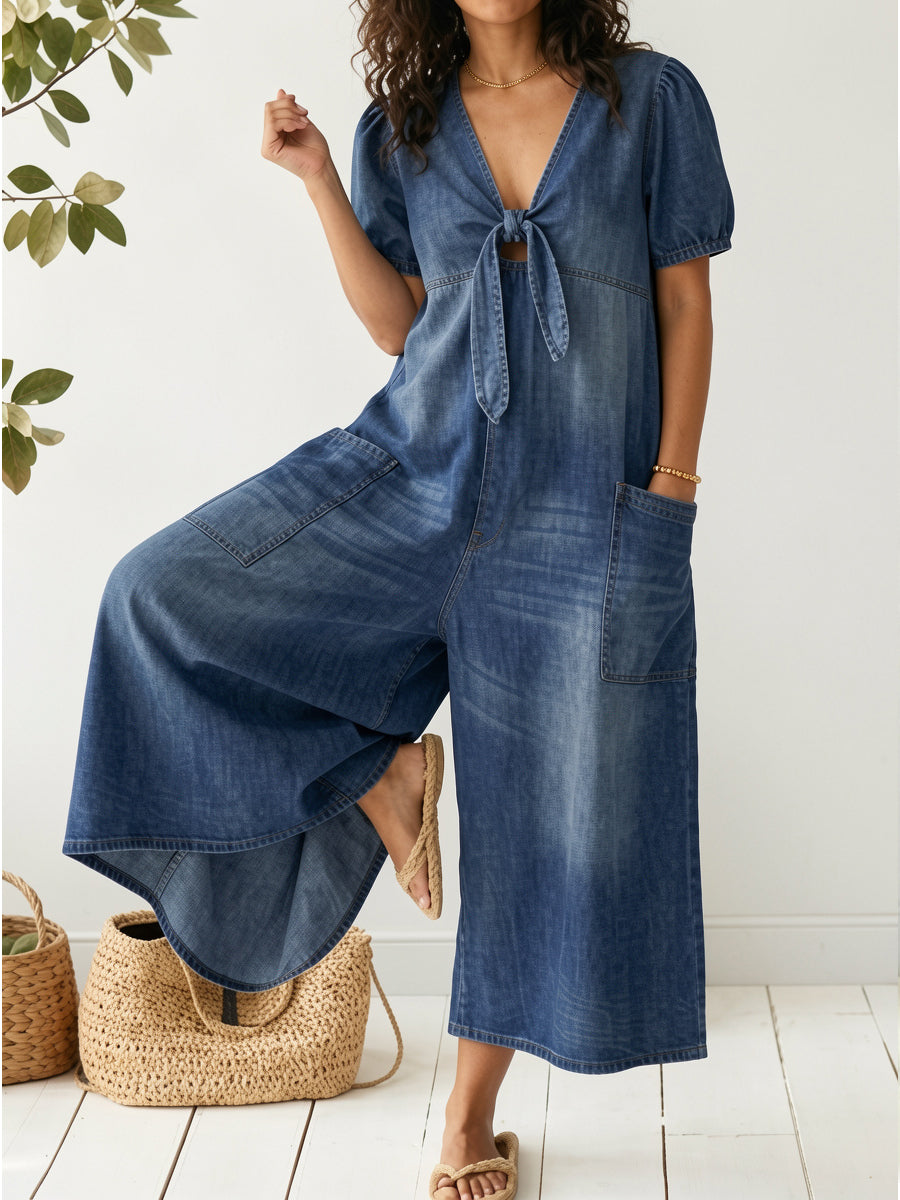 Alina™ | Combinaison en jean col V