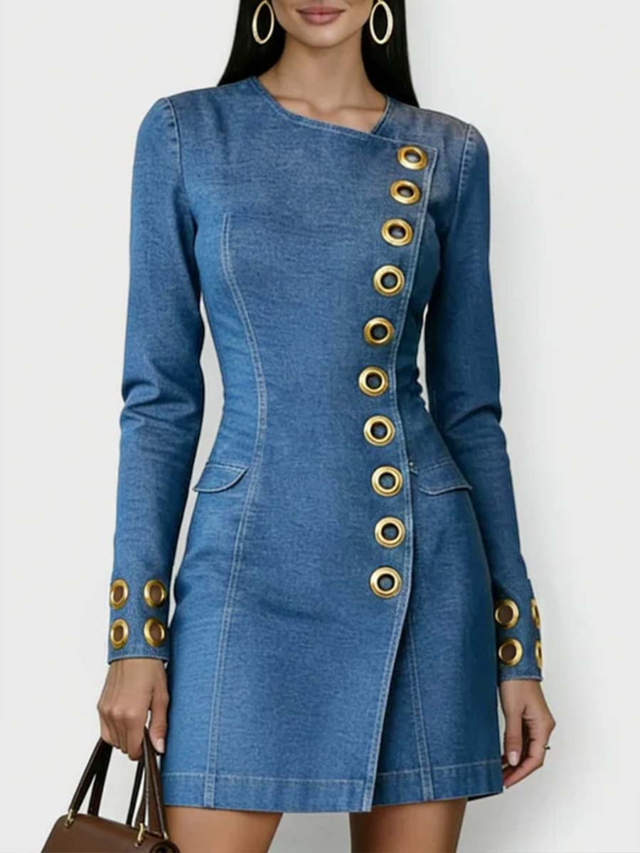 Sabine™ | Robe en jean col rond