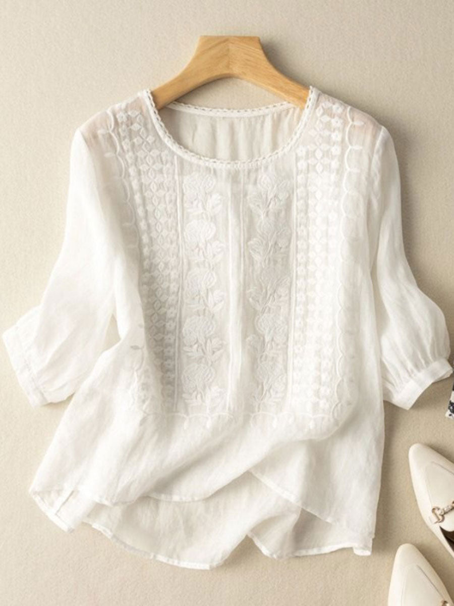 Coton Fleur™ | Top coton-lin à détails floraux