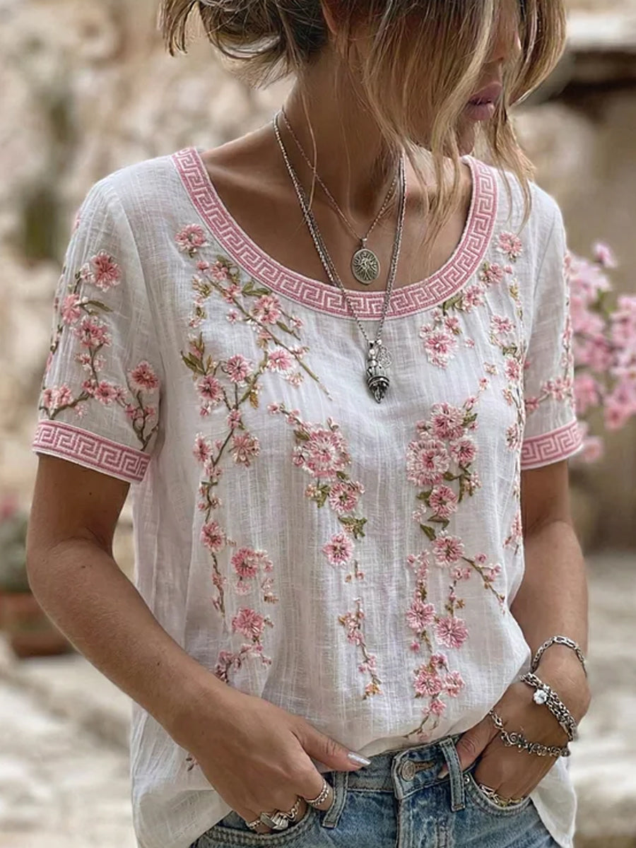 Sakura™ | T-shirt fleuri rétro