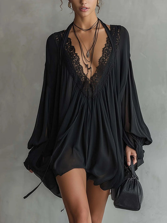 Nuit™ | Robe courte dos nu en mousseline
