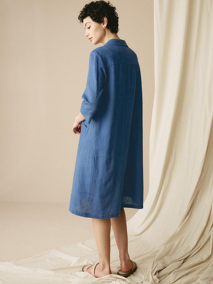Madeleine™ | Robe chemise rayée en lin