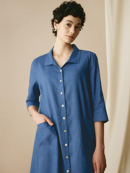 Madeleine™ | Robe chemise rayée en lin