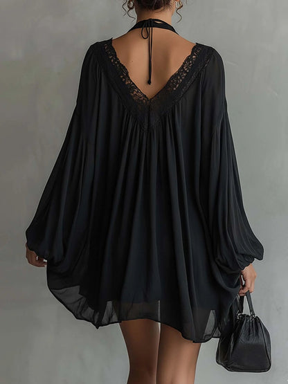 Nuit™ | Robe courte dos nu en mousseline