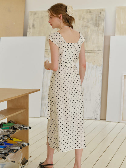 Charlotte™ | Robe à col drapé à pois