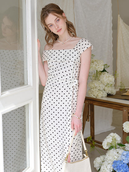 Charlotte™ | Robe à col drapé à pois