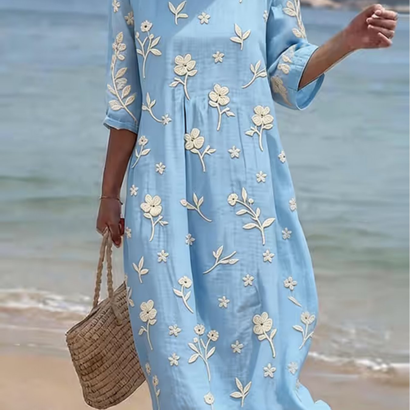 Maxine | Besticktes Kleid mit halblangen Ärmeln