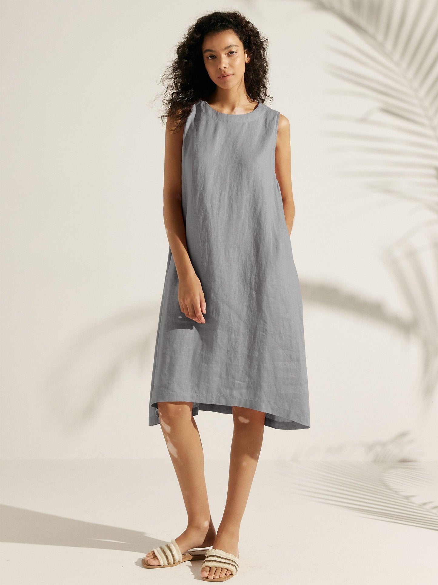 Élina™ | Robe sans manches en lin à coupe A
