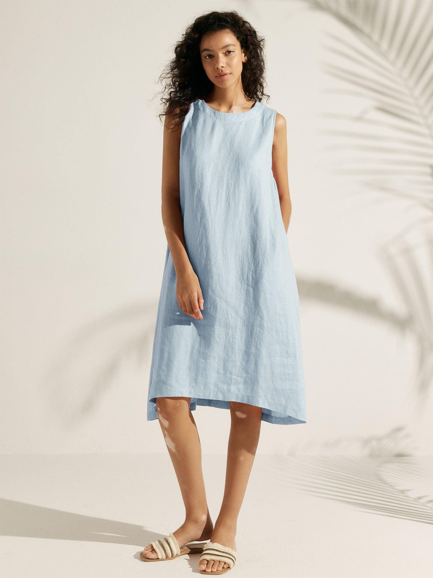 Élina™ | Robe sans manches en lin à coupe A