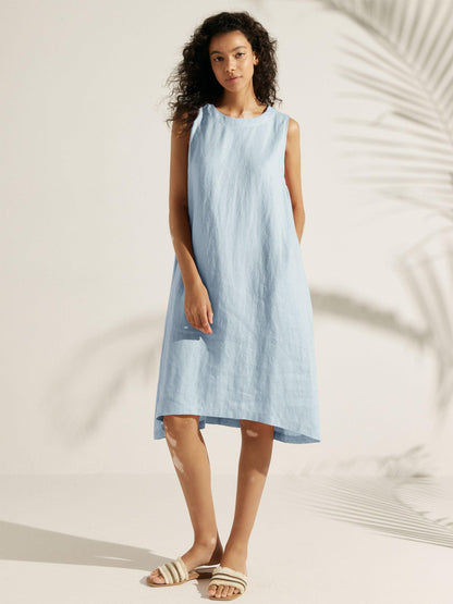 Élina™ | Robe sans manches en lin à coupe A