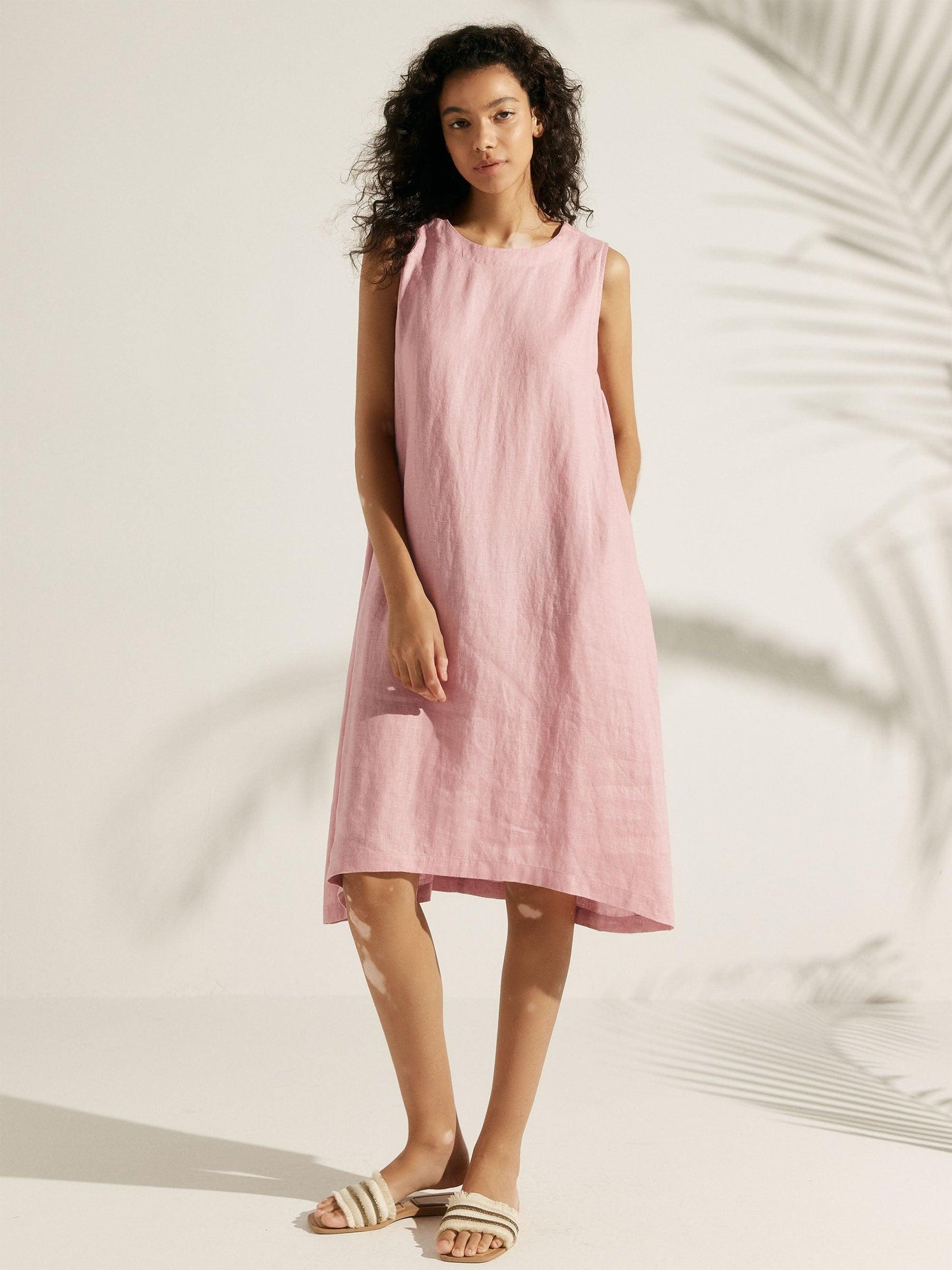 Élina™ | Robe sans manches en lin à coupe A