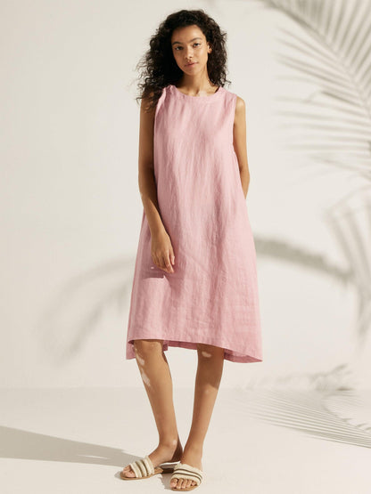 Élina™ | Robe sans manches en lin à coupe A