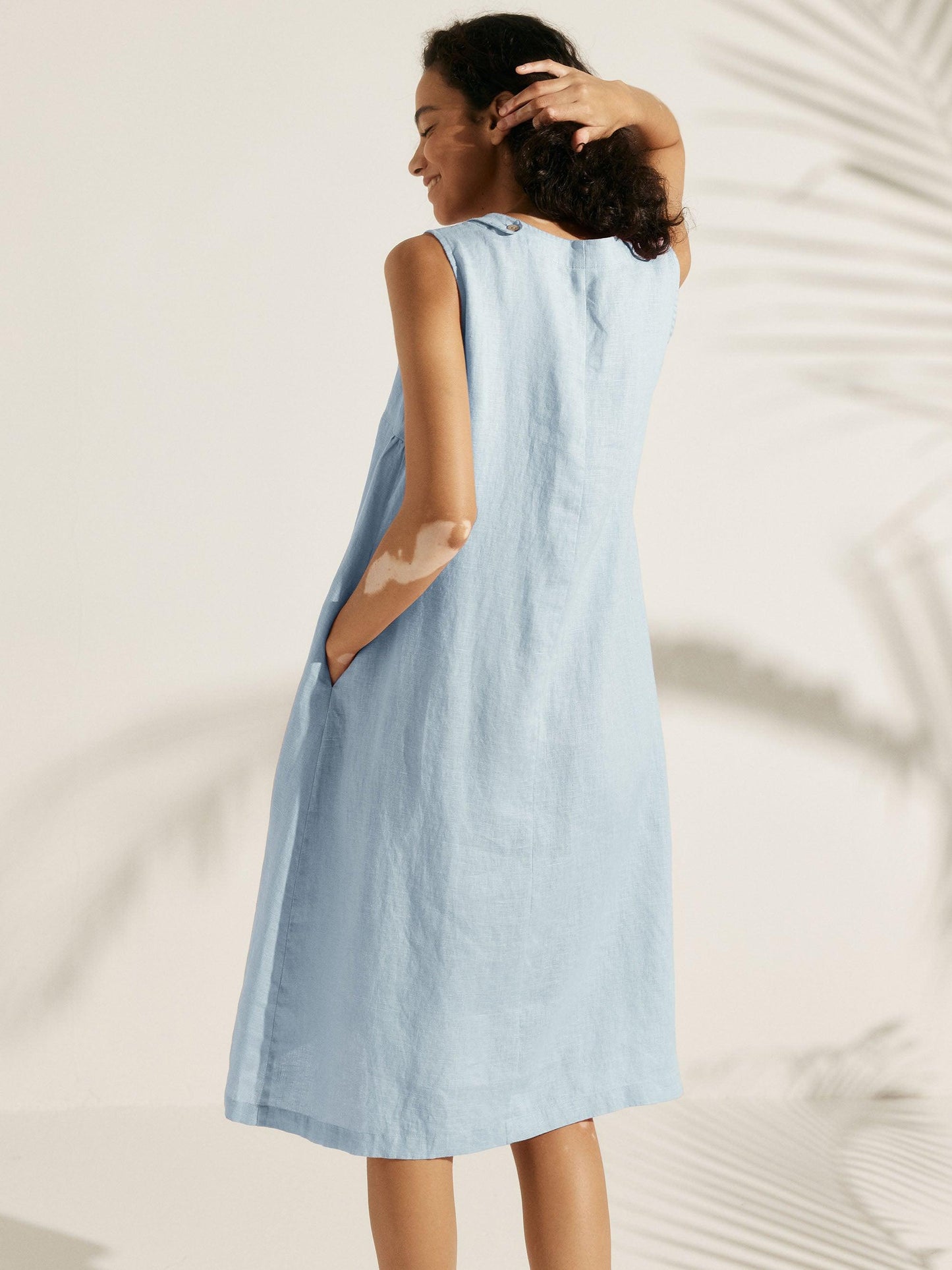 Élina™ | Robe sans manches en lin à coupe A