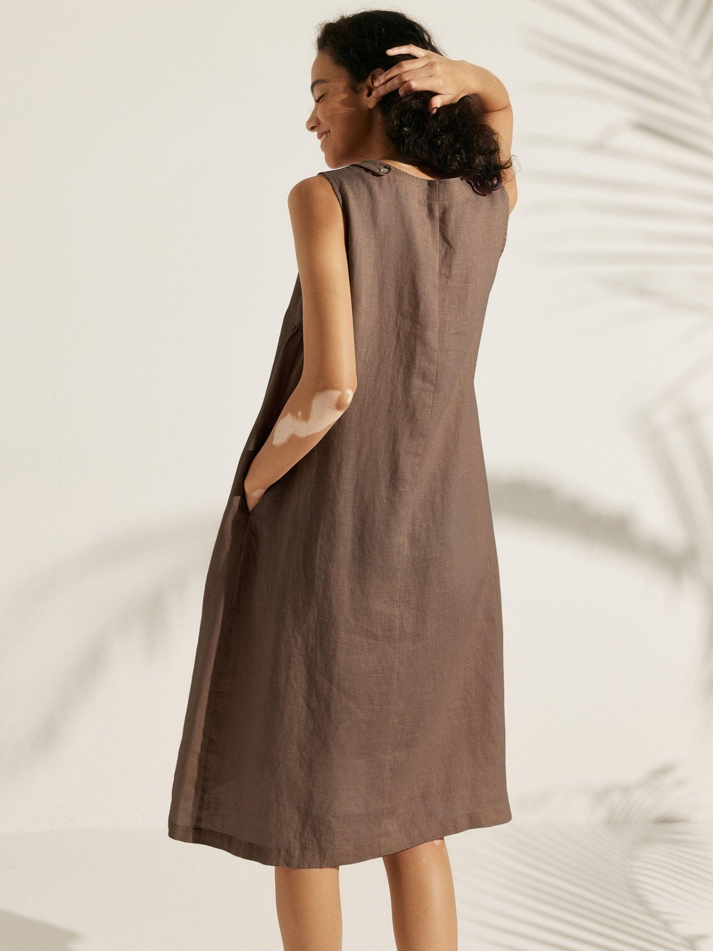 Élina™ | Robe sans manches en lin à coupe A