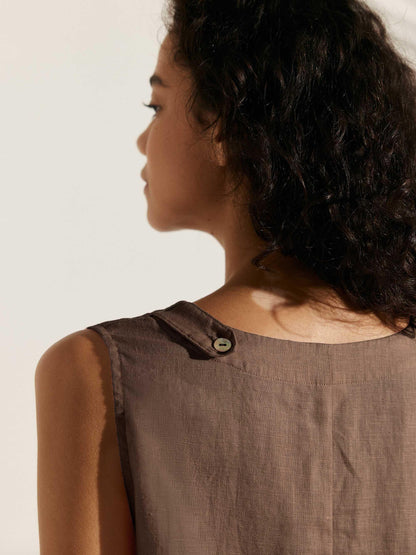 Élina™ | Robe sans manches en lin à coupe A