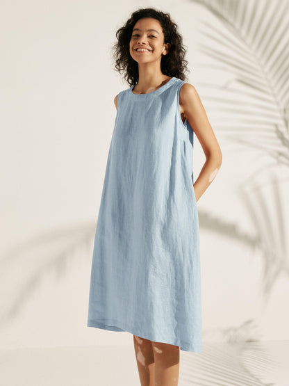 Élina™ | Robe sans manches en lin à coupe A