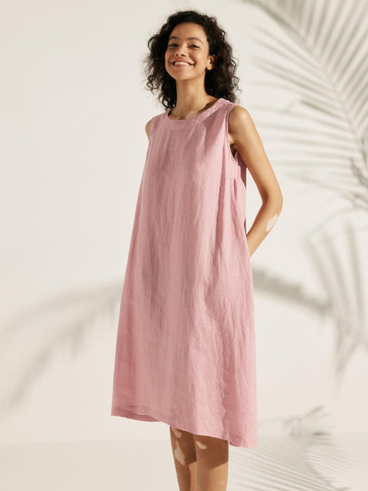 Élina™ | Robe sans manches en lin à coupe A