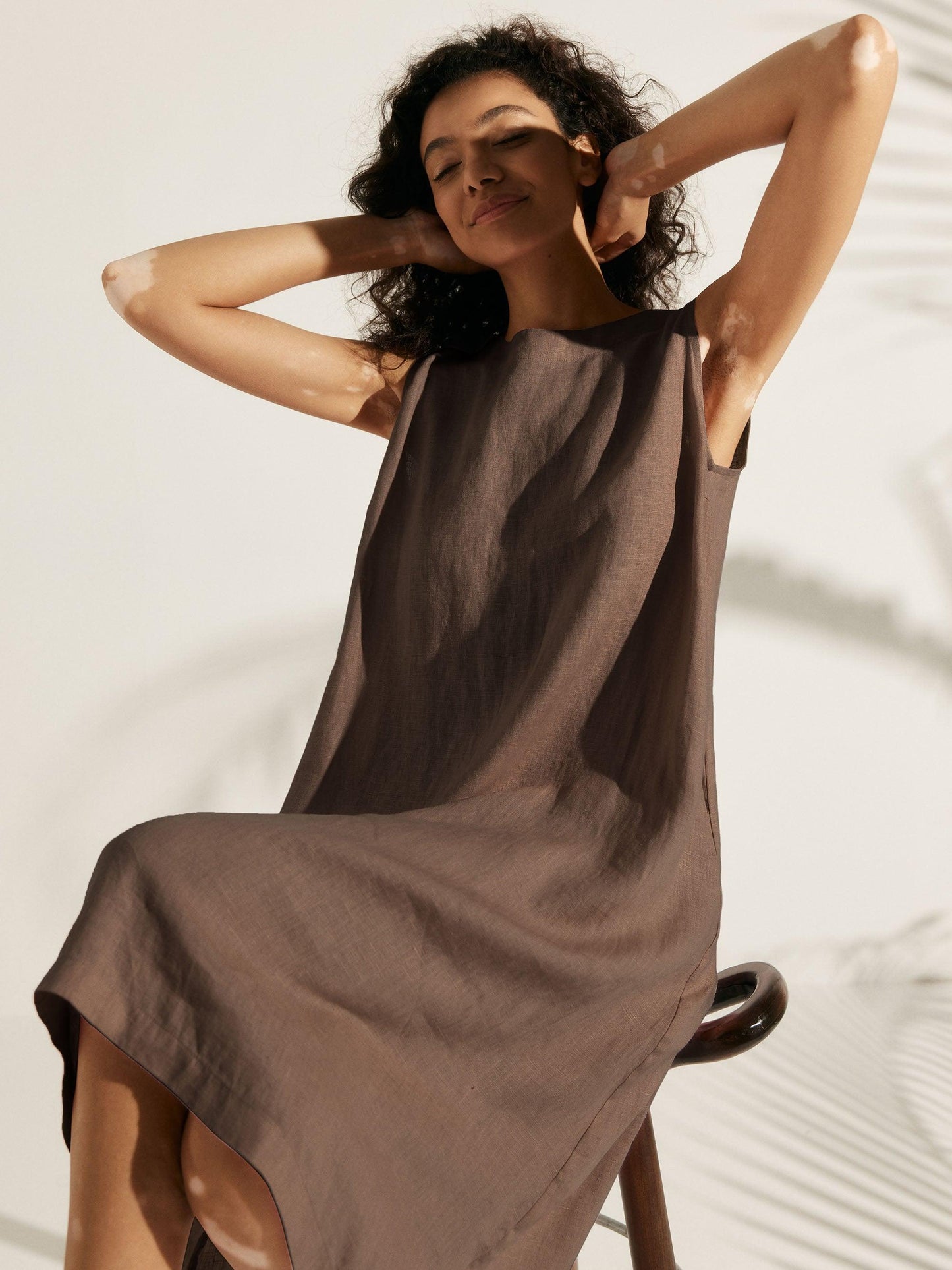 Élina™ | Robe sans manches en lin à coupe A
