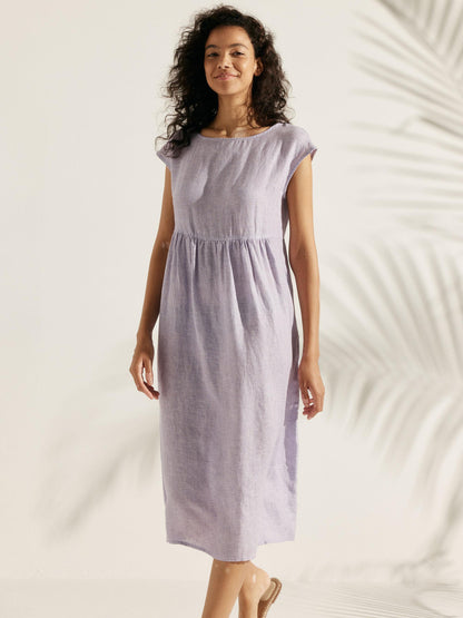 Jeanne™ | Robe longue en lin à manches courtes