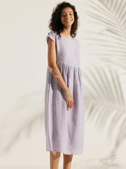 Jeanne™ | Robe longue en lin à manches courtes