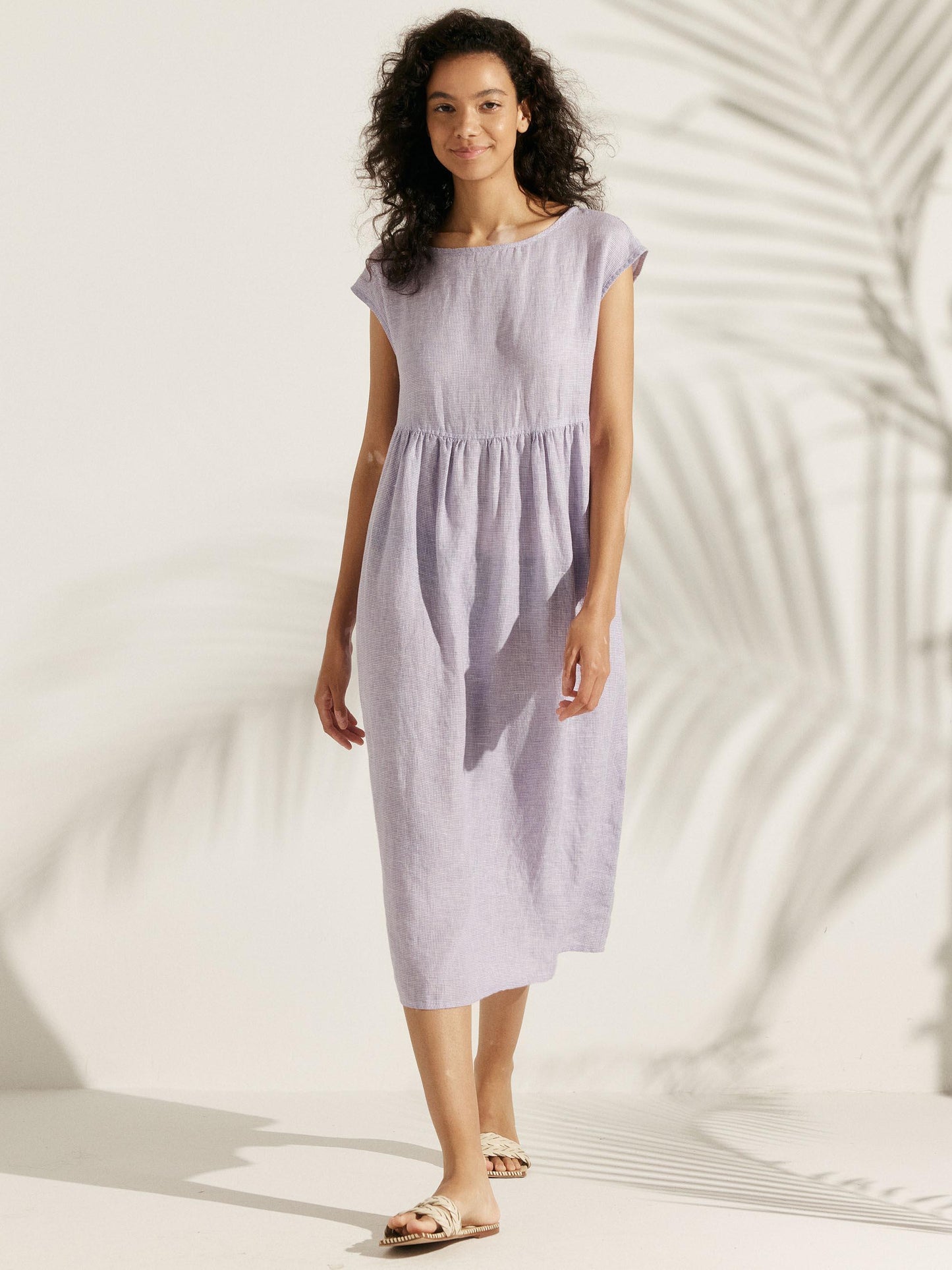 Jeanne™ | Robe longue en lin à manches courtes