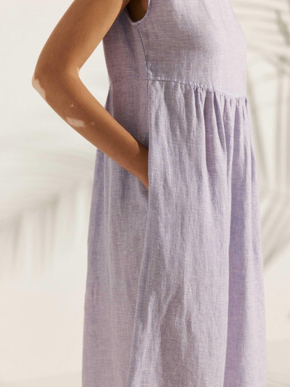 Jeanne™ | Robe longue en lin à manches courtes