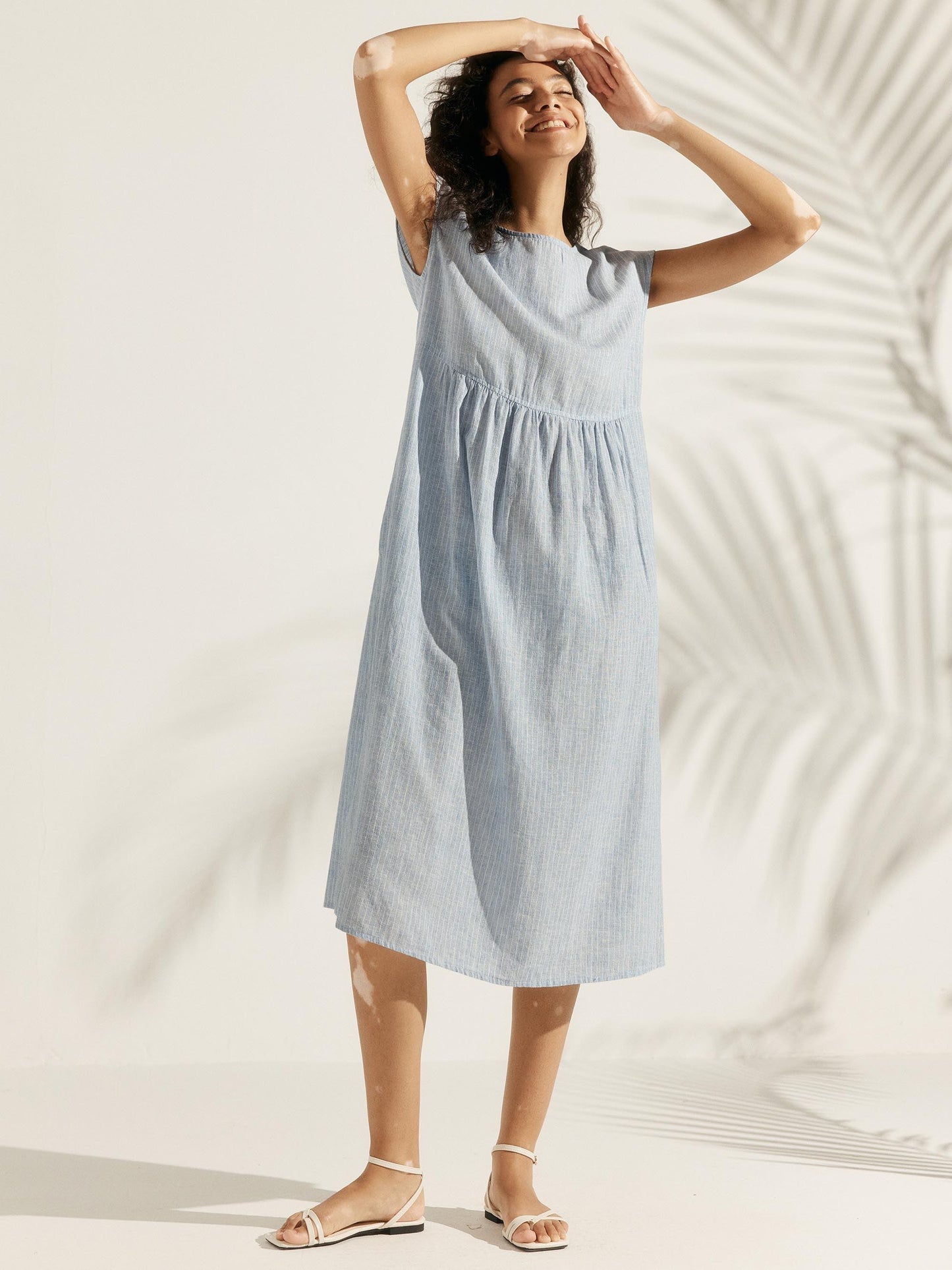 Jeanne™ | Robe longue en lin à manches courtes