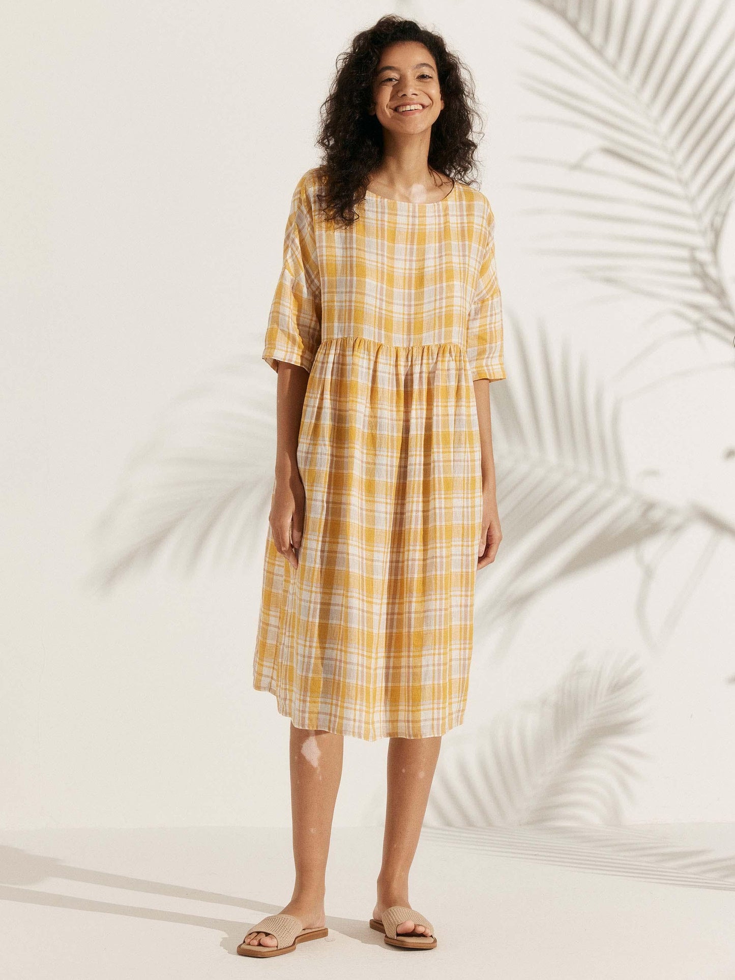 Clémence™ | Midikleid aus Leinen in A-Linie