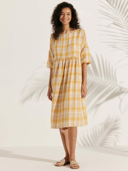 Clémence™ | Midikleid aus Leinen in A-Linie