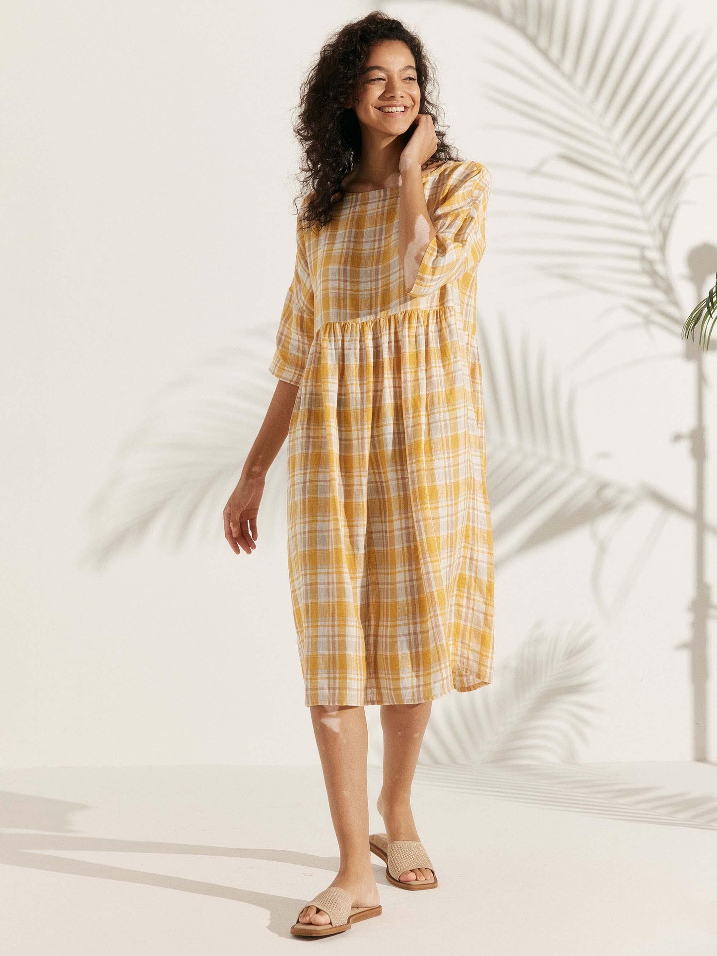 Clémence™ | Midikleid aus Leinen in A-Linie