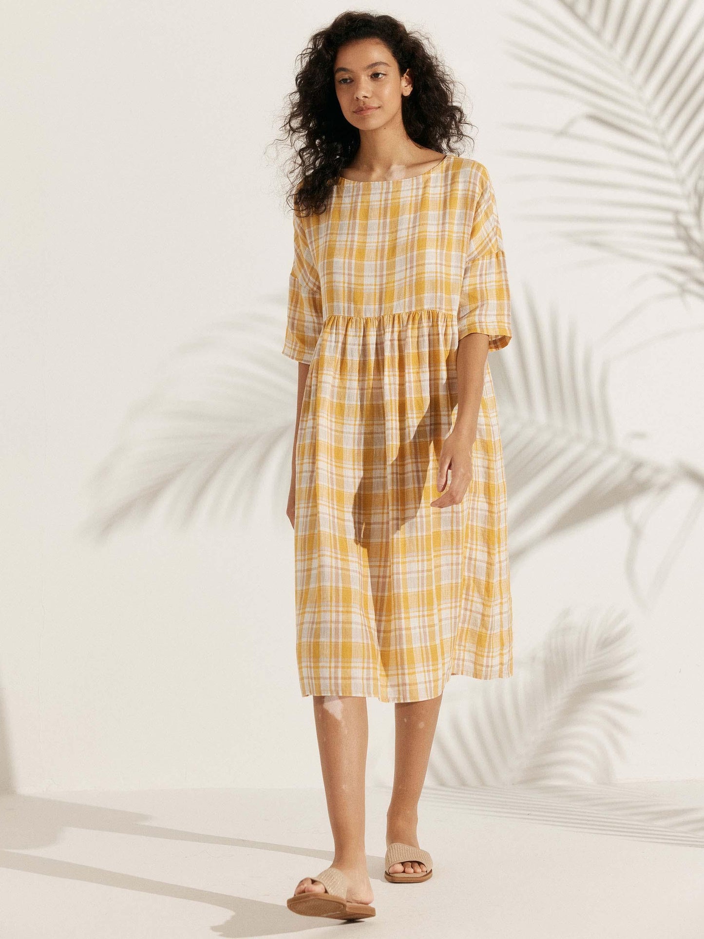 Clémence™ | Midikleid aus Leinen in A-Linie