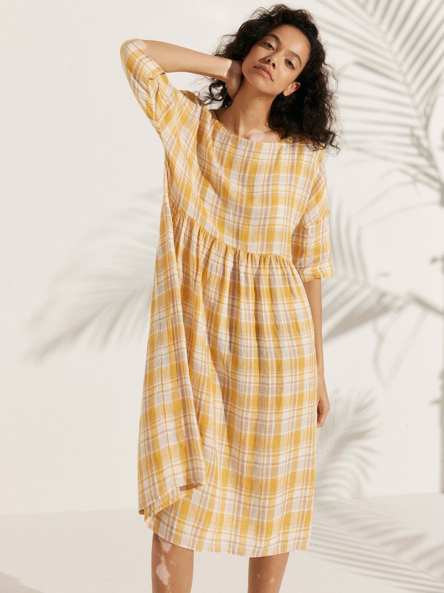 Clémence™ | Midikleid aus Leinen in A-Linie