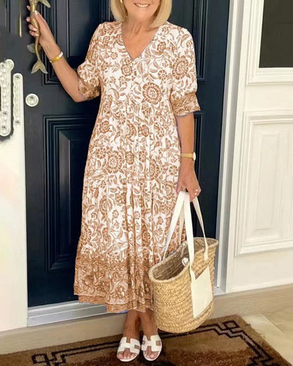 Keisha™ | Robe florale élégante à col en V