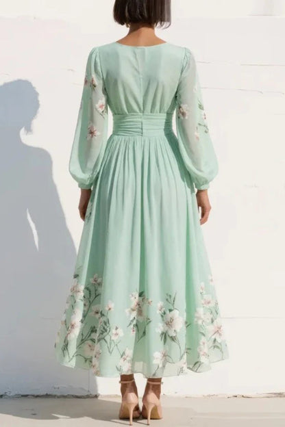 Vacances™ | Robe longue fleurie col V