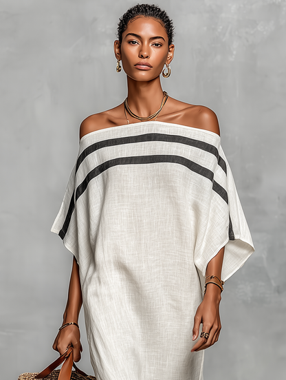 Xaviera™ | Robe Maxi en Lin Épaules Dénudées