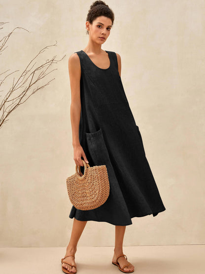 Amandine™ | Robe de plage en lin coupe évasée